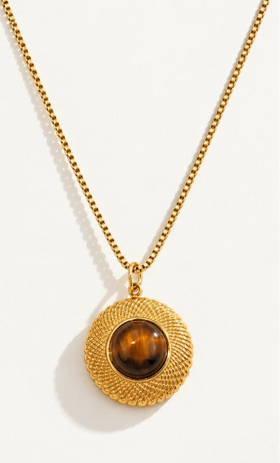 Collar de ojo de tigre en acero inoxidable